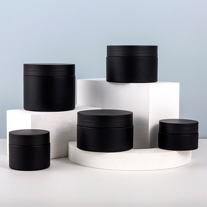 Toples krim perawatan kulit, toples matte hitam plastik kosmetik dengan tutup sekrup plastik 25ml 30ml 40ml 50ml 60ml 80ml