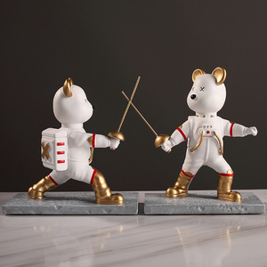 Space Bear Figurine Astronaut Fencing Resin Modern Cute Home Decor <b>Study</b> <b>Desk</b> Decoration Birthday Gift - Product Image 1