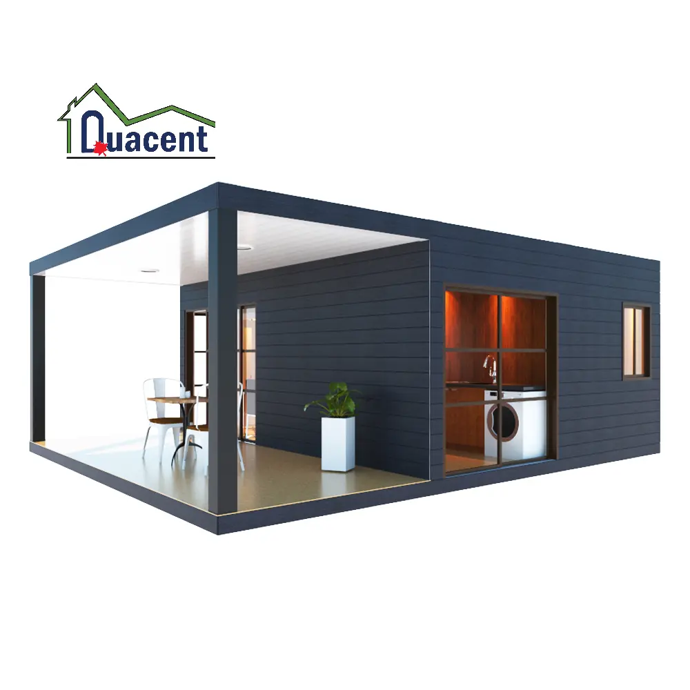 Rumah Kontainer Kemasan Datar Quacent dengan Desain Elegan Rumah Prefabrikasi Isolasi Tinggi dengan Logam Baja Ringan Berkualitas Tinggi