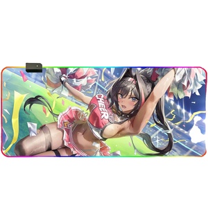 Tapis de souris de jeu LED Cute Girl Tapis d'ordinateur portable RGB <span class=keywords><strong>Nahida</strong></span> Grand tapis de bureau surdimensionné XXL 14 modes d'éclairage Tapis de souris Anime - Product Image 1