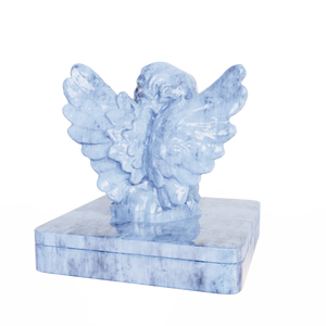Usine directe conception personnalisée porcelaine bleu <span class=keywords><strong>Cupidon</strong></span> chambre d'encens ailes en céramique ange buste chérubin Figurine brûleur à cône d'encens - Product Image 2