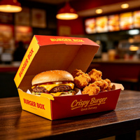 Boîte à hamburger en papier kraft de qualité alimentaire, résistante à l'huile, pour emporter