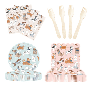 Ensemble de fête pour chien DAMAI, vaisselle de fête, anniversaire d'enfants, animaux de compagnie, comprenant des assiettes en papier, des serviettes, des nappes, des gobelets pour 8 invités - Product Image 6