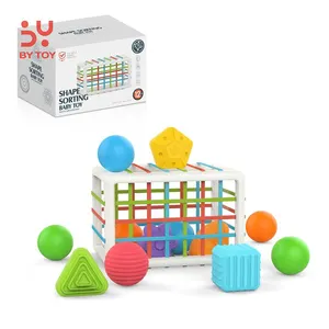 OEM Mainan Eksplorasi Sensorik Montessori Penyortir Bentuk Bin Sensorik Mainan Bayi Penyortir Bentuk 12-18 Bulan