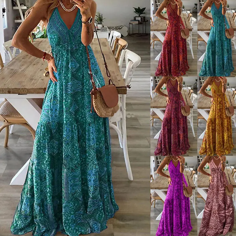 Hot bán sexy của phụ nữ Dresses sexy trượt Váy Bohemian in Dresses bán buôn TIE DYE váy dài