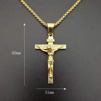 Bijoux religieux, pendentif crucifix Jésus-Christ pour Pâques, plaqué or PVD, colliers en acier inoxydable 316L, charme, bijoux fins et élégants