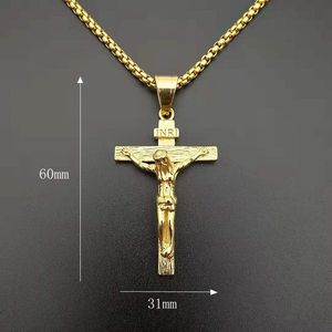 Bijoux religieux, pendentif <span class=keywords><strong>crucifix</strong></span> Jésus-Christ pour Pâques, plaqué or PVD, colliers en acier inoxydable 316L, charme, bijoux fins et élégants - Product Image 5
