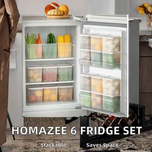 Homazee 6 Contenedores Apilables de Plástico, Organizador Multiusos para Cocina, Refrigerador, Verduras, Frutas, Ahorro de Espacio - Product Image 2