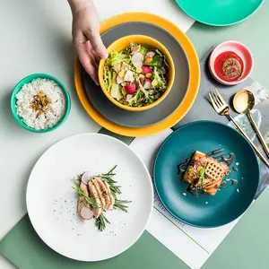 クリエイティブINSグレーズプレートボウルセット家庭用ライスディナーデザート皿フルーツトレイ食器セット