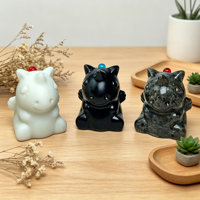 Figurines d'animaux en pierre naturelle sculptée (Marmotte et Licorne) pour la décoration de bureau et les cadeaux de festival – Vente en gros
