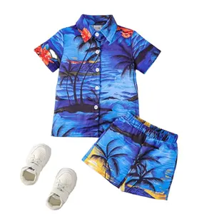 2024 Summer New Baby Clothing Sets Hawaiian Flower Print Leisure Suit Little Boys Wholesale Coconut Tree Shorts Shorts Seaside