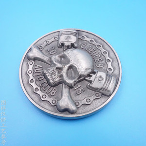 Pièce de monnaie commémorative rétro en métal, alliage de zinc, design tête de mort, cadeau de collection, finition argent antique - Product Image 1