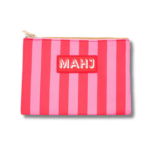Logo personnalisé Mahj Carrelage Accessoire Sac <span class=keywords><strong>Pochette</strong></span> Preppy Rayé Maquillage Sac Monogrammé Plat Nylon Zip Pouch Mahjong Sacs - Product Image 6