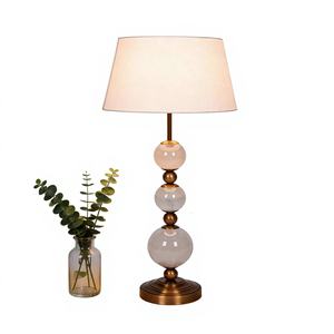 Lámpara de Mesa de Cristal Blanco Natural con Base de Metal, Moderna y Ecológica, con Bombilla LED E26, para Mesita de Noche o Sala de Estar - Product Image 1