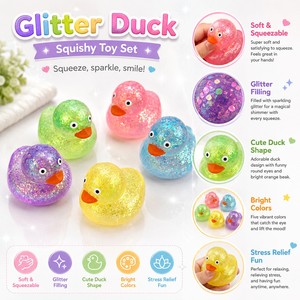 Pato Blandito con Purpurina para Aliviar el Estrés, Juguete Sensorial de Rebote Lento, Regalo Relajante, Marca KL, Mayores de 14 Años, Venta al por Mayor Directa de Fábrica - Product Image 5