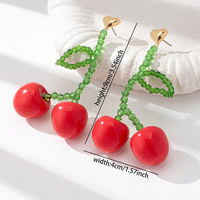 Romantische Zomersieraden Voor Vrouwen Kristalglas Kralen Fruit En Kersen Hart Oorbellen Bloemenpatroon Cadeau
