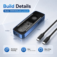 Carcasa DiTaiJia DEM040 para SSD M.2 con Ventilador de Enfriamiento Activo, Doble Protocolo, 10Gbps USB3.2 Gen2, Carcasa de Aluminio, Compatible con NVMe SATA PCIe Gen3