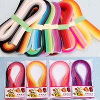 Nouveau 5mm Largeur 39cm Longueur DIY 5 Gradient Couleur Papier Quilling Kits avec 125 Bandes