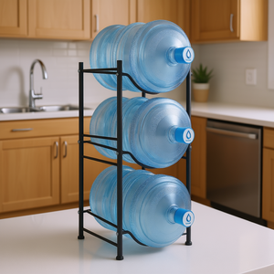 Support pour bouteilles d'eau à 3 niveaux, noir, autoportant, rangement de cuisine pour 3 bouteilles, porte-bouteilles d'eau - Product Image 2