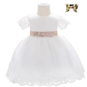 Wholesale Children Party Wear Girls Flower Baby Short Sleeve Dress Embroidery Skirt L1926XZ