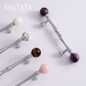 Kenop Lemari Dapur Santaya Brass Chrome Silver, Kenop Lemari Sepatu, Kenop Laci, Gagang Bola Kristal Mewah - Product Image 1
