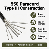 Fabricant de cordons de parachute en nylon tressé Paracord 550 Type III 2mm 3mm 4mm 5mm sur mesure en gros