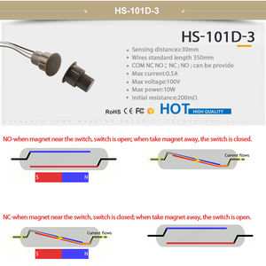Contact magnétique de porte à 3 fils encastré NC/NO/COM - Product Image 4