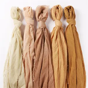 Оптовая продажа, однотонный пузырьковый шарф, хлопковый шарф с морщинами, Женская шаль Baotou, в наличии от производителя