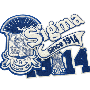 Parche de Chenilla Phi Beta Sigma 1914, Aplique Bordado Termoadhesivo con Forma de Letra, Azul Real y Blanco, Regalo de Resina - Product Image 3
