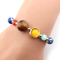 Nouveauté Bracelet réglable en perles de cristal de pierre naturelle de 8 mm fait à la main Bracelet personnalisé Univers galaxie les huit planètes