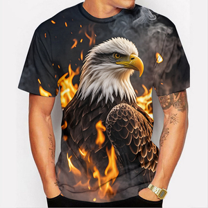 Maglietta estiva con stampa aquila animale per uomo Streetwear girocollo ampia manica corta T-Shirt Hip Hop taglia grande <span class=keywords><strong>abbigliamento</strong></span> uomo - Product Image 5