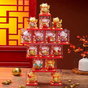 3.5 pouces <span class=keywords><strong>solaire</strong></span> en plastique chat porte-bonheur pour chinois noël nouvel an Feng Shui maison bureau voiture décoration ouverture pendaison de crémaillère - Product Image 5