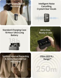 2 (2 TX + 1 + Charging Case) Wireless Conference <b>Microphone</b> Noise Cancelling Omni-directional for Action 5 Pro/Pocket 3 - Product Image 5