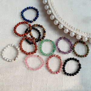 แหวนคริสตัลธรรมชาติสำหรับผู้หญิงงานแต่งงานงานปาร์ตี้ควอตซ์เงาอเมซอนไนต์ทัวร์มาลีนสีชมพูมินิมอลลิสต์แหวนยืดหยุ่นปรับขนาดได้สไตล์โบโฮ - Product Image 2