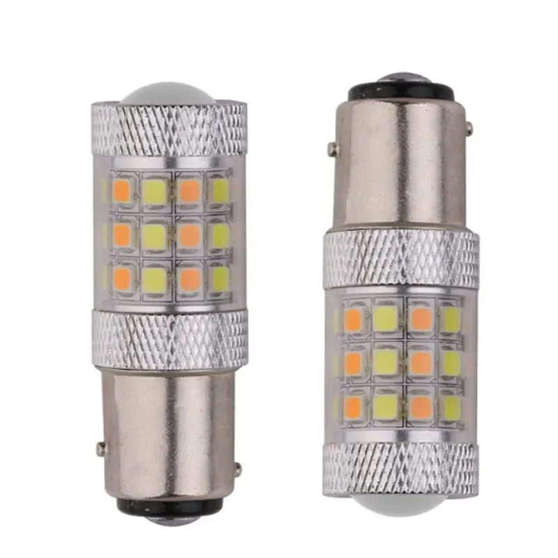 12v double couleur ambre blanc 1156 1157 7440 7443 2835 42smd led clignotant arrière frein ampoule pour voiture