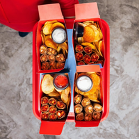 Boîte à lunch pliable en papier pour frites, sandwichs, hamburgers, hot-dogs, ailes de poulet, et autres aliments (recyclables)