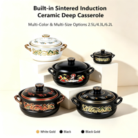 Casserole en céramique à double poignée de style chinois, petite, à large ouverture, pour soupes et ragoûts, compatible induction et gaz, passe au lave-vaisselle, légère