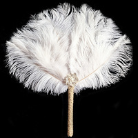 Grand éventail en plumes d'autruche rose pour femmes, idéal pour costumes, spectacles, thé, fêtes, mariages, danse, accessoires de photographie
