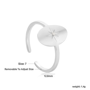 แหวนเปิดหน้าเรียบง่ายรูปดาวแปดแฉกประดับเพชรขาวแบบหนามเตย สำหรับผู้หญิง ของขวัญ เครื่องประดับ - Product Image 5