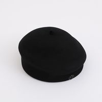 Béret en pure laine plissé avec logo M, style coréen vintage, casquette de peintre pour femme, béret chaud d'hiver