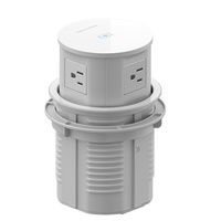 智能 16A 4000W 立式桌面电源板，带 4 个插座、USB A/C 端口，可弹出式设计，适用于厨房岛家具
