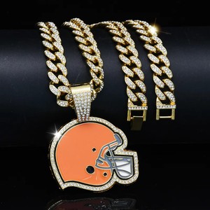 다이아몬드 힙합 체인 도매 볼티모어 레이븐스 핫 셀링 패션 풋볼 팀 골든 펜던트 목걸이 개성 - Product Image 3
