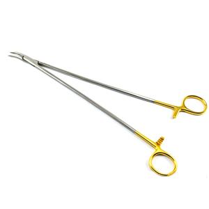 Pinzas curvadas de 30cm para cortaúñas, instrumentos quirúrgicos TC dorados, pinzas de sutura, superventas - Product Image 1