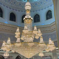 Lustre suspendu en cristal doré sur mesure de luxe pour mosquée, palais, hôtel, hall d'entrée, salle de banquet, décoration et éclairage