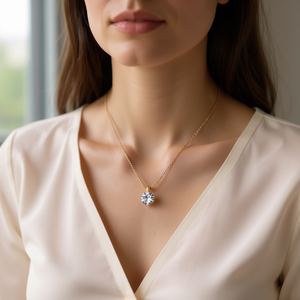 Collana in acciaio inossidabile con pendente con diamante per donna, gioielleria raffinata, tono oro, 12 pezzi - Product Image 2