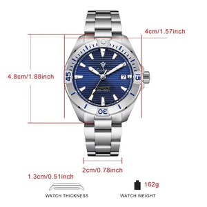 Reloj Mecánico de Lujo para Hombre CADISEN, Esfera de Cristal de Zafiro, Resistente al Agua hasta 10 Bares, Correa de Acero Inoxidable, Movimiento Automático - Product Image 5