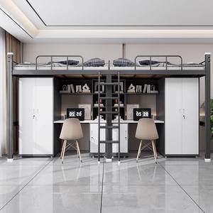 Современная одноместная и двухместная кровать из кованого железа со столом, стальная композитная двухъярусная кровать для университетских общежитий для школьного использования - Product Image 4