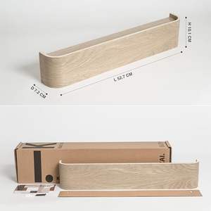 Étagère <span class=keywords><strong>murale</strong></span> en bois au design moderne avec crochets dissimulés, placage en bois massif, rangement mural - Product Image 5