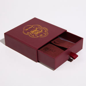 Коробка для хранения украшений из картона с выдвижным ящиком и мешочком, подарочная упаковка для ожерелий и ювелирных изделий - Product Image 6