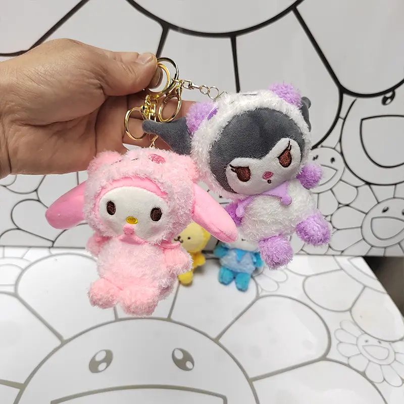 10cm customized stuffed key chain ring keychain keyring cute soft figure kawaii animal anime doll rabbit melody plush toys